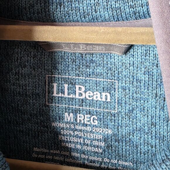 L.L Bean Pullover Sweater Size Medium Teal Snap Collar Fleece Long Sleeve - Picture 6 of 6